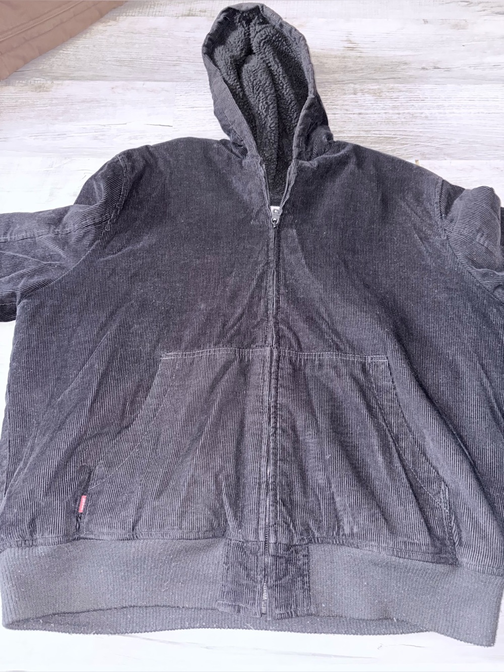 Vintage Levi's Corduroy Sherpa Lined Hooded Bomber Jacket black size XXL RARE